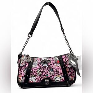 Pink Ed Hardy Leopard Print Shoulder Bag